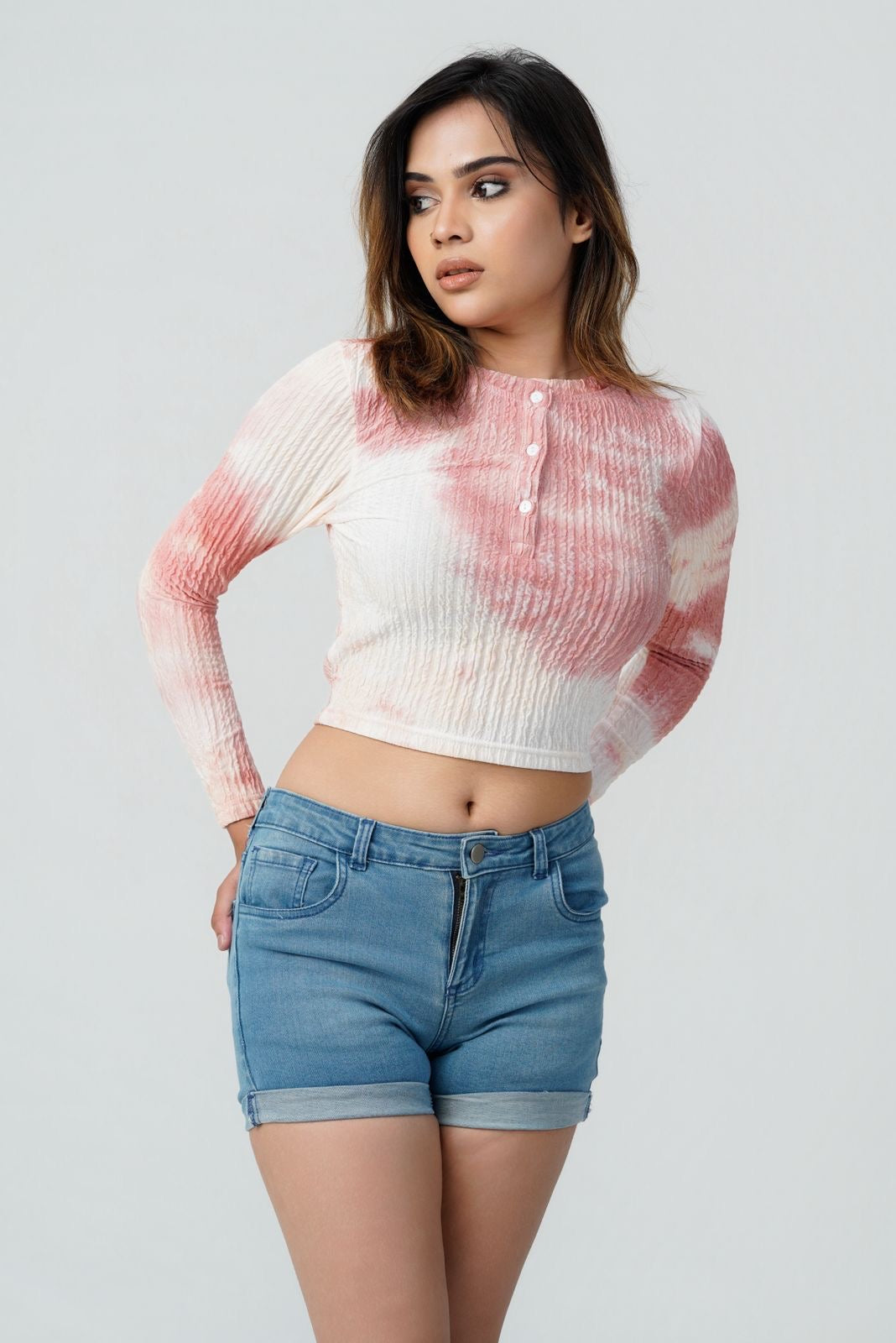Cloud Ribbed Long Sleeve Crop Top
