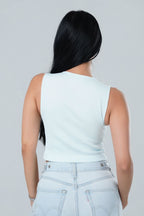 Metallic Clasp Ribbed Top