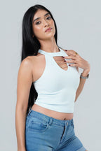 Rhinestone Chain Halter Crop Top