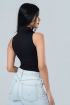 Ribbed Collared Button Down Tank