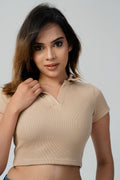 Sculpt V-Neck Ribbed Crop Top
