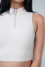 Siena Seamless High-Neck Quarter-Zip Crop