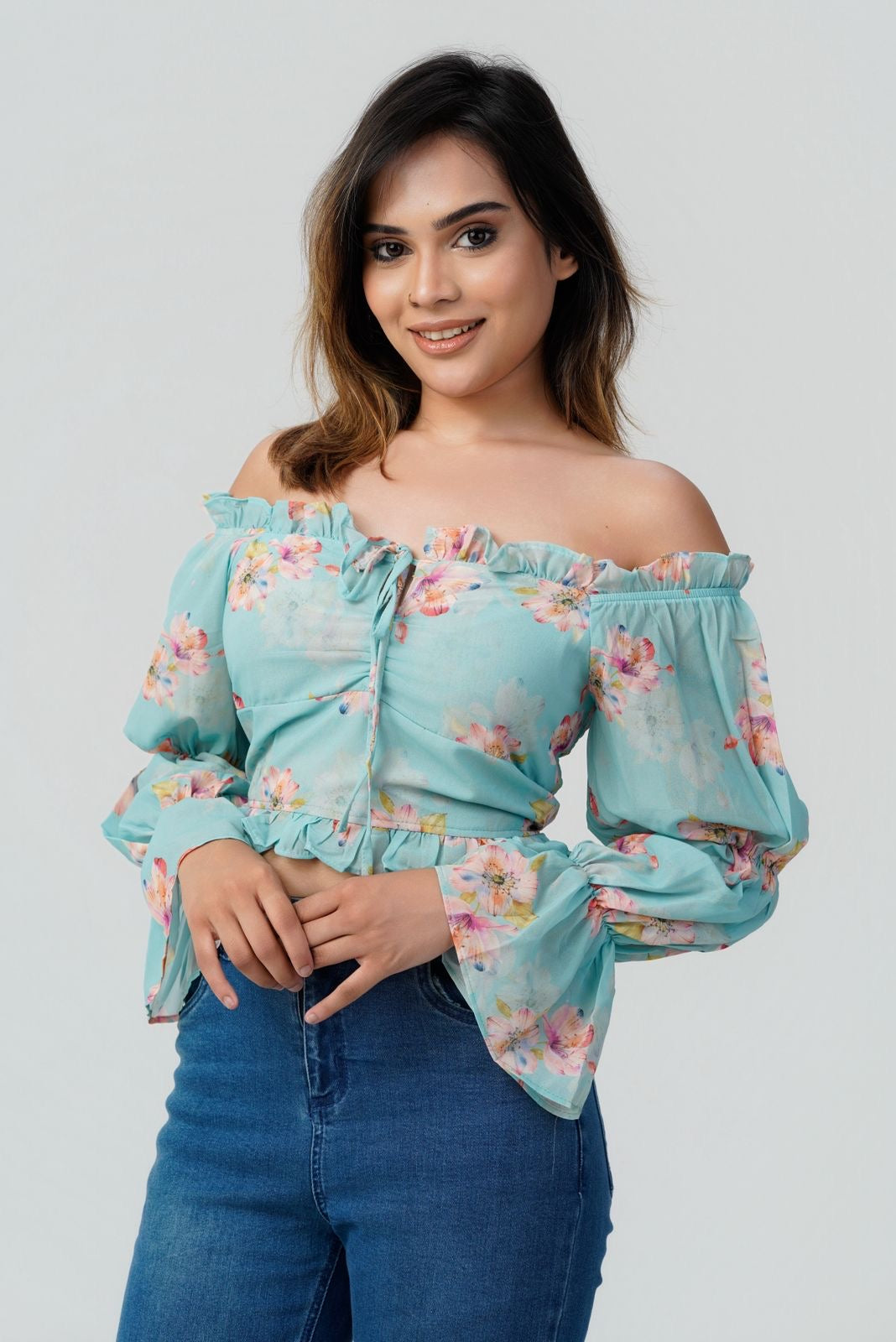 Meadow Mist Off-Shoulder Blouse