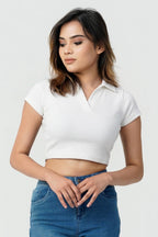 Sculpt V-Neck Ribbed Crop Top