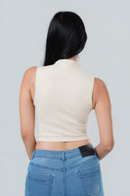 High Neck Ribbed Crop Top