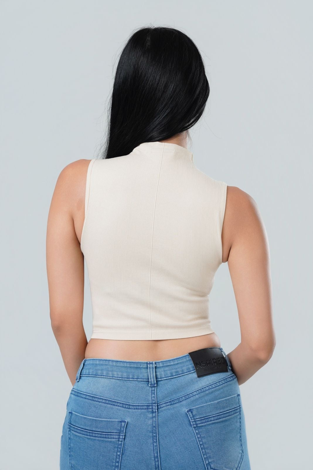 High Neck Ribbed Crop Top