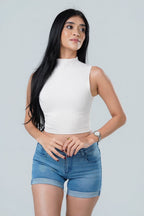 High Neck Ribbed Crop Top