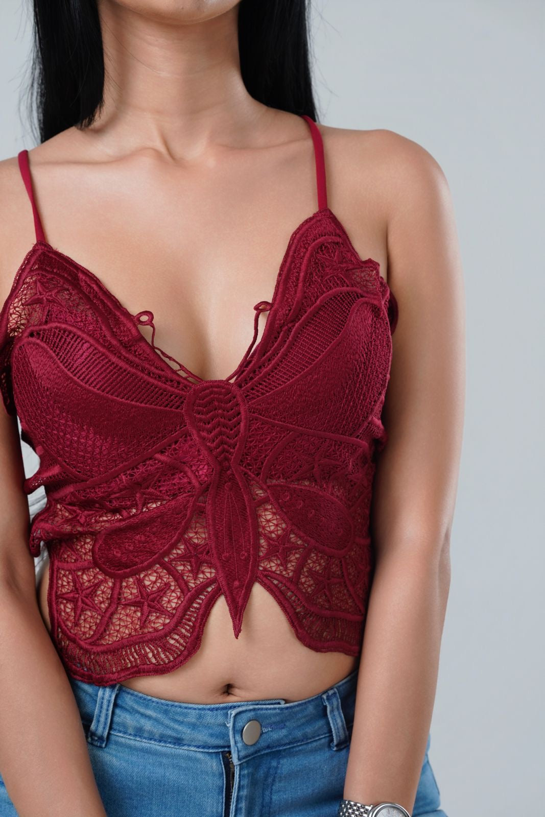 Butterfly Lace Cami Crop Top