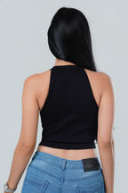 Rhinestone Chain Halter Crop Top