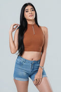 Siena Seamless High-Neck Quarter-Zip Crop