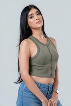 Maya Seamless Zip-Front Ribbed Crop Top