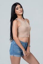 Maya Seamless Zip-Front Ribbed Crop Top