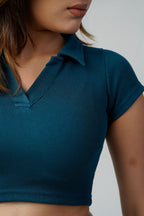 Sculpt V-Neck Ribbed Crop Top