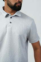 Textured Cable-Knit Polo