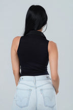 Ribbed Collared Button Down Tank