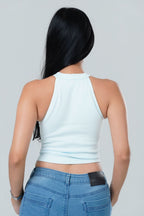 Rhinestone Chain Halter Crop Top