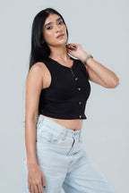 Metallic Clasp Ribbed Top