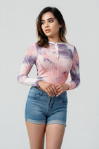 Cloud Ribbed Long Sleeve Crop Top