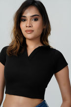 Sculpt V-Neck Ribbed Crop Top