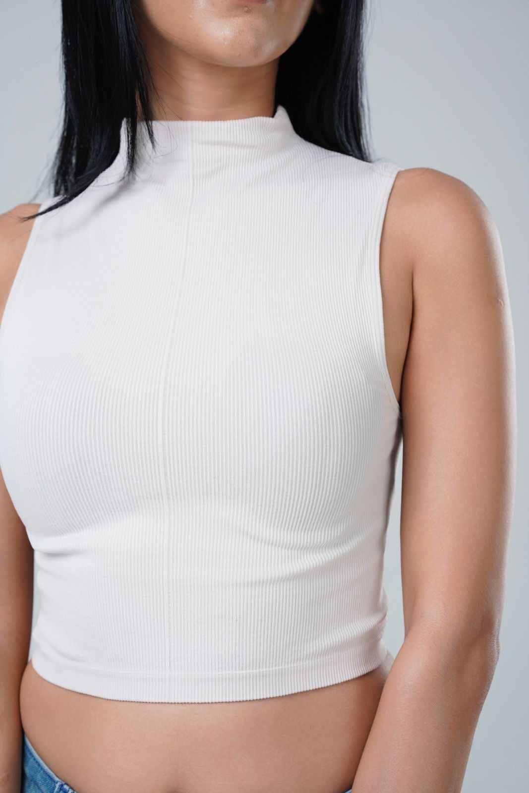 High Neck Ribbed Crop Top