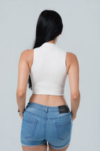 Siena Seamless High-Neck Quarter-Zip Crop