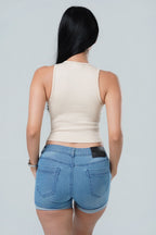 Front Tie Up Ribbed Tank