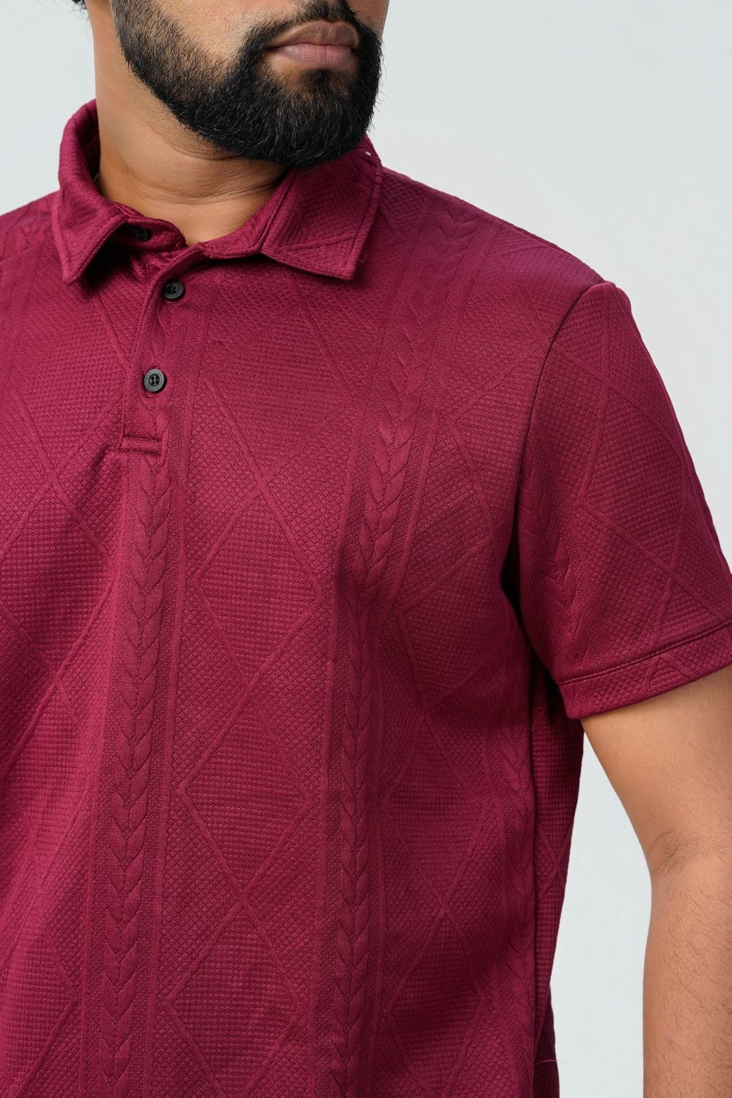 Textured Cable-Knit Polo