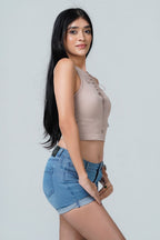 Front Tie Up Ribbed Tank