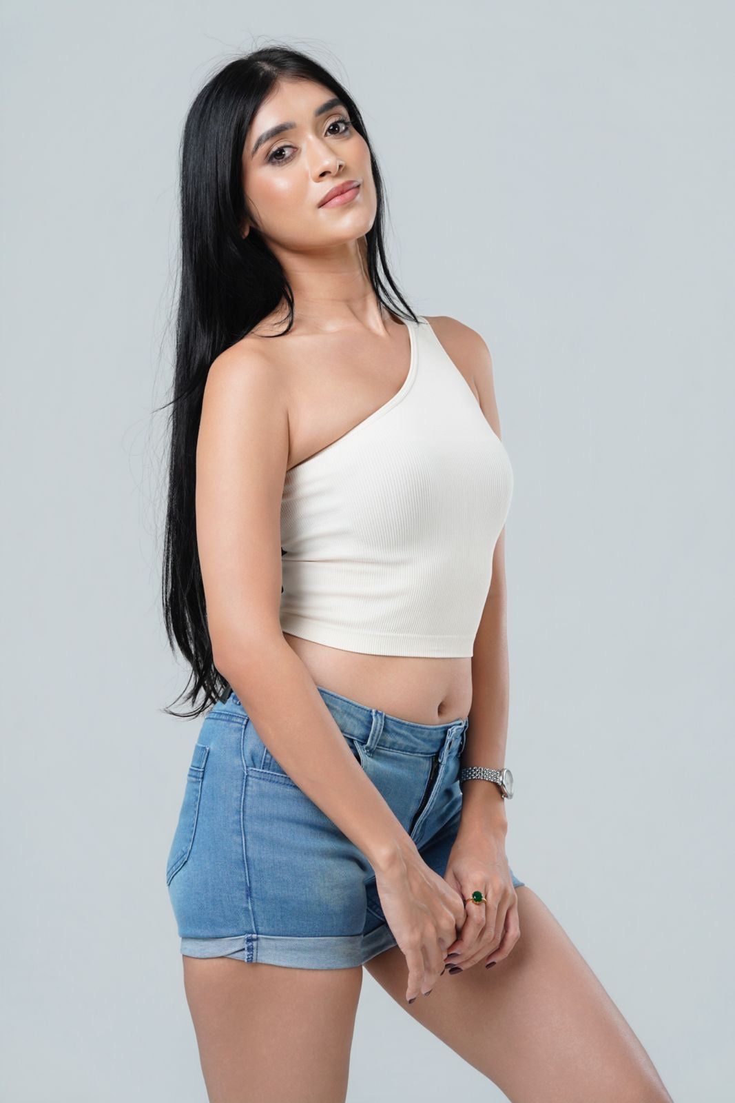 Aura Seamless One-Shoulder Ribbed Crop