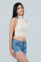 High Neck Ribbed Crop Top