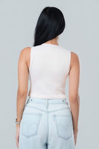 Metallic Clasp Ribbed Top